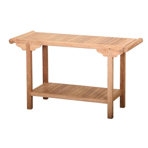 Jakarta Teak Outdoor Console Table with Storage Shelf - 51" L x 30" H x 17.5" W