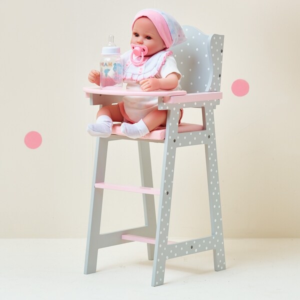 pink and grey high chair