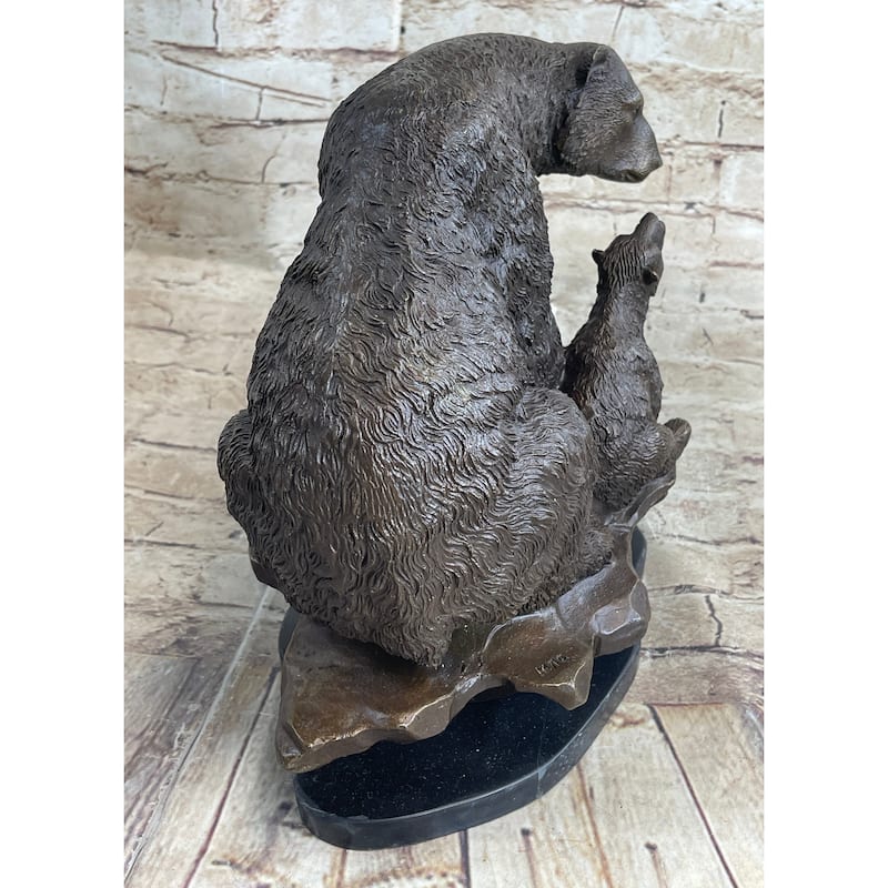 Large Polar Bear With Cub Bronze Sculpture Art Deco Statue Figurine Figure Decor