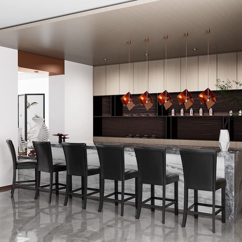 Bar Stools Faux Leather Upholstered Chairs Dining Chairs