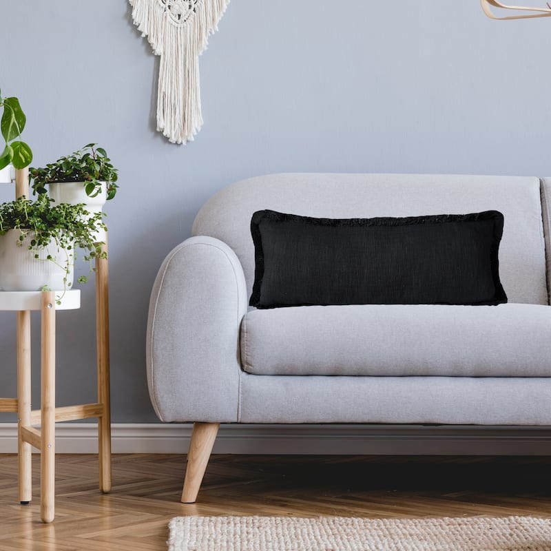 Hidalgo Solid Fringed Throw Pillow by Sevita