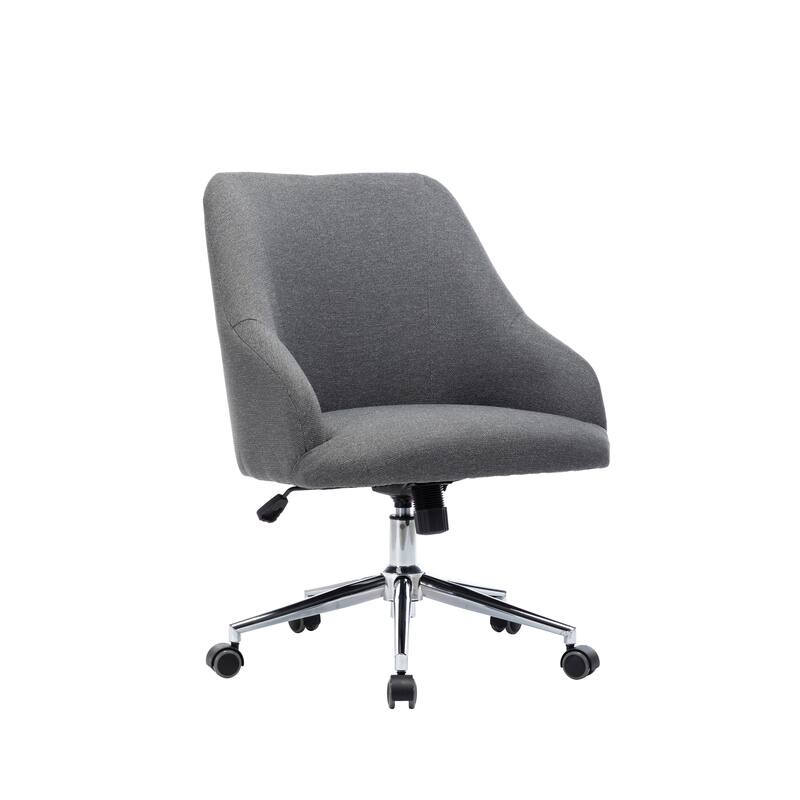 Porthos Home Kian Swivel Home Office Desk Chair, Linen Upholstery - Dark Grey