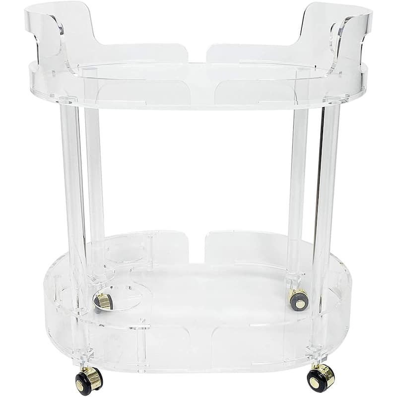DesignStyles Acrylic Bar Cart on Wheels