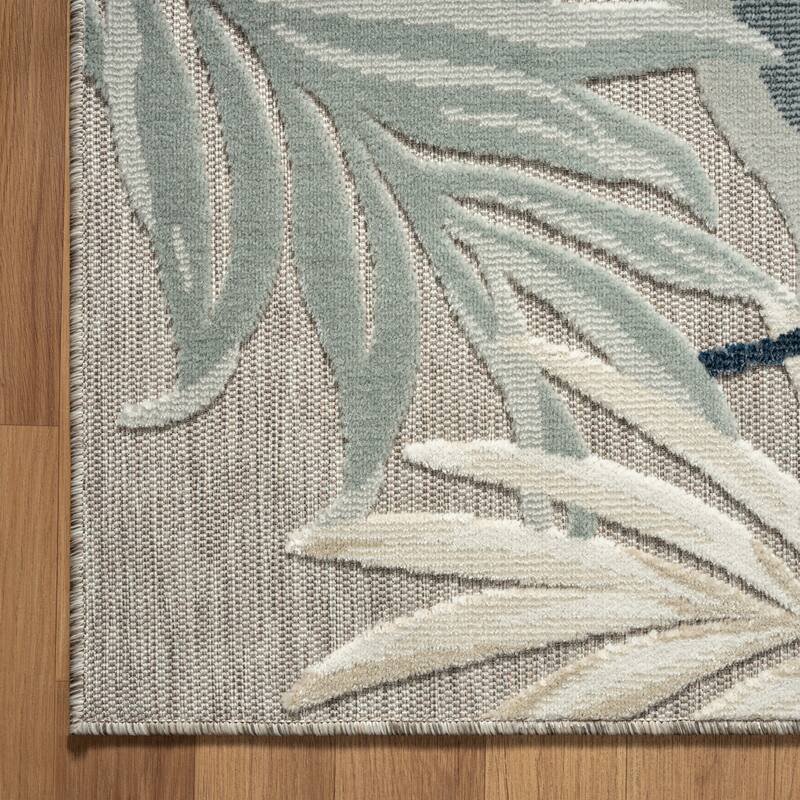 Sevita Botanical Textured Contemporary Indoor/Outdoor Area Rug
