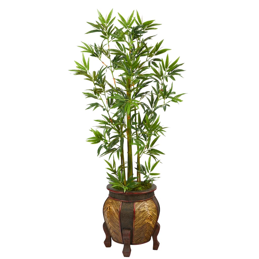 4.5' Bamboo Palm Artificial Tree in Decorative Planter - 15"