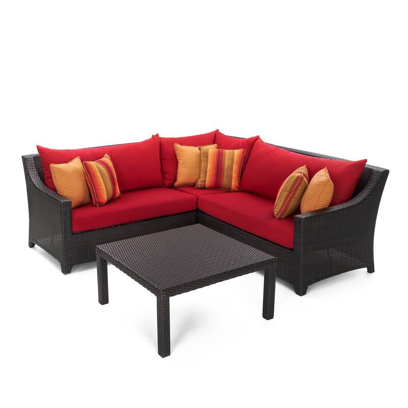 Deco 4 Piece Sunbrella Outdoor Patio Sectional & Table