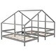 preview thumbnail 10 of 18, Double Twin Size Triangular House Beds, Wooden Twin Platform Bed Frame with Built-in Desk & Guard Rails, No Spring Box Required
