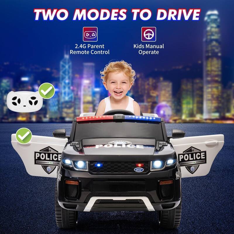 Kids Electric Police Car with Alarm & Megaphone