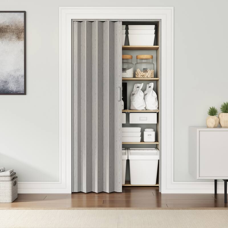 Home Studio PVC Foldable Accordion Door, Space-Saving, Room Divider Door - 32-Grey