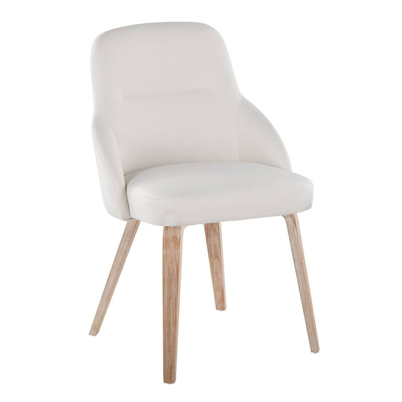 York Upholstered Contemporary Chair in Whitewashed Wood - Set of 2