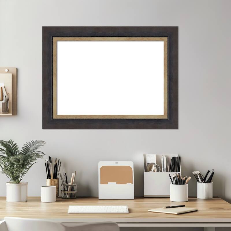 Amanti Art Hammered Charcoal Tan Framed Dry Erase Magnetic Board