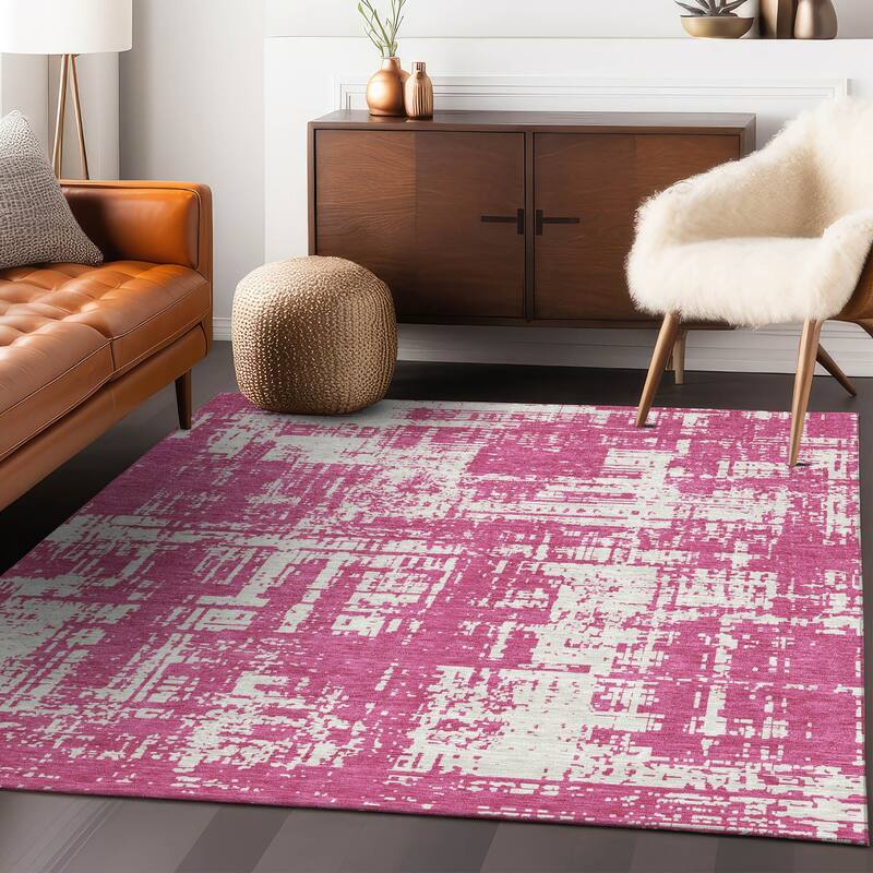 Machine Washable Indoor/ Outdoor Chantille Abstract Solid Rug