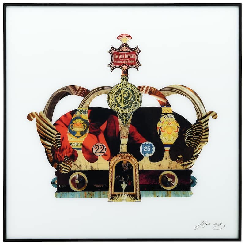 "Crown" Printed Glass Wall Art with Black Anodized Aluminum Frame - 24x24