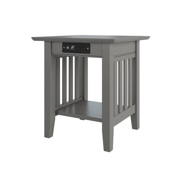 Mission End Table with Charger Grey Overstock 28876146