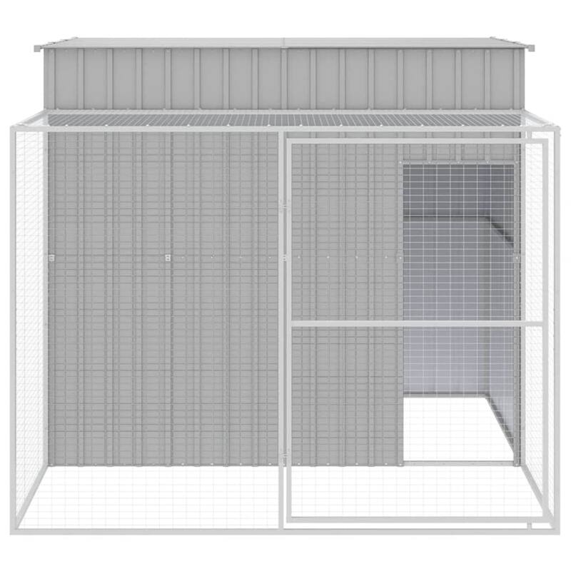 vidaXL Dog House with Run Light Gray/Anthracite multisize Galvanized Steel