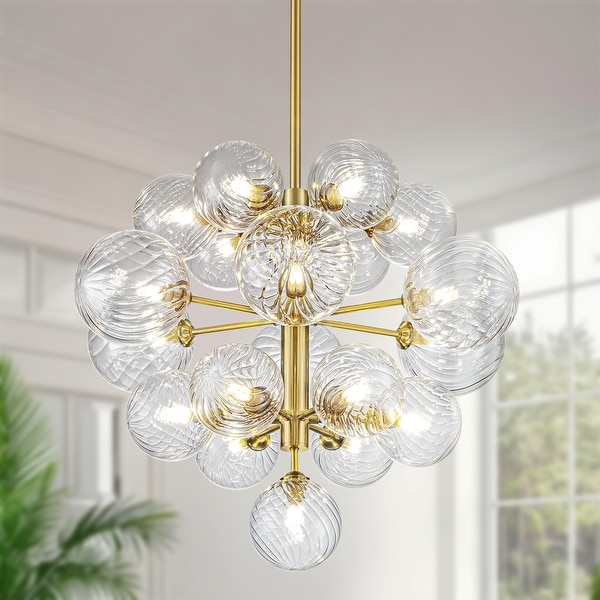 Starsky 19-Light Glam Tiered Cluster Blue Swirled Bubble
