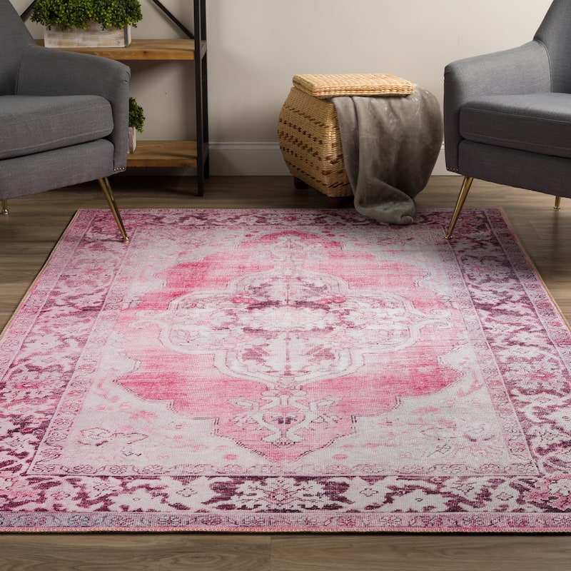Addison Kensington Casual Medallion Non-skid Area Rug