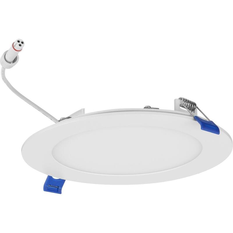 Everlume Collection 6 in. Satin White 5-CCT LED Low Profile Canless Recessed Downlight - 7.165 in x 7.165 in x 1.815 in