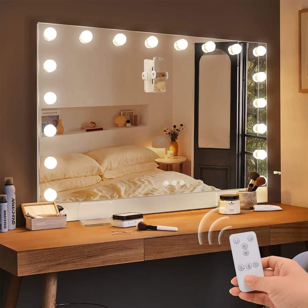 Anmytek Vanity Mirror In 18 LED Bulbs Remote Control Magnetic Phone Holder - 22.8inch Height