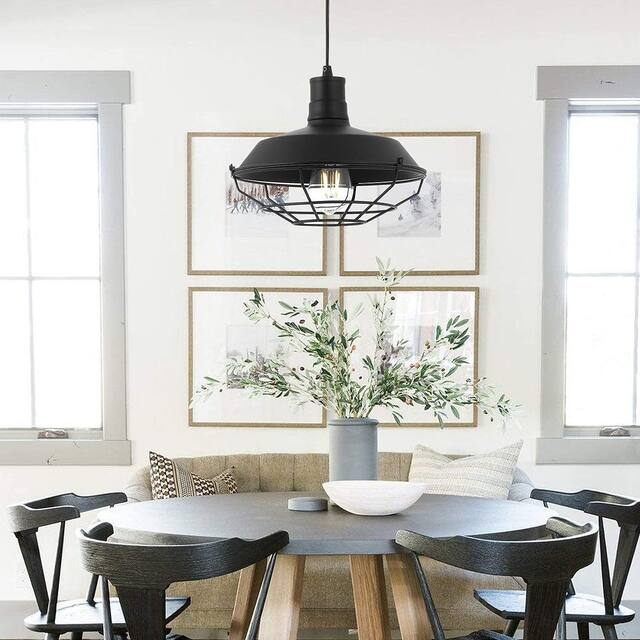 10.25" Metal Cage Pendant Light with 72" Height Adjustable Wire - N/A