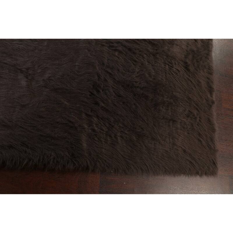 Contemporary Shaggy Oriental Area Rug Hand-tufted Foyer Carpet - 4'10" x 7'4"