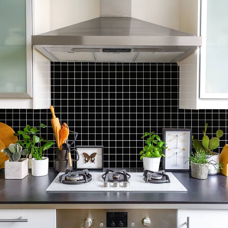 Merola Tile Metro Quad Matte Black 12" x 12" Porcelain Mosaic Tile