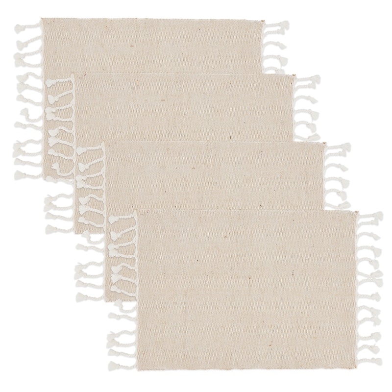 Tassel Design Jute And Cotton Table Mats (Set of 4)