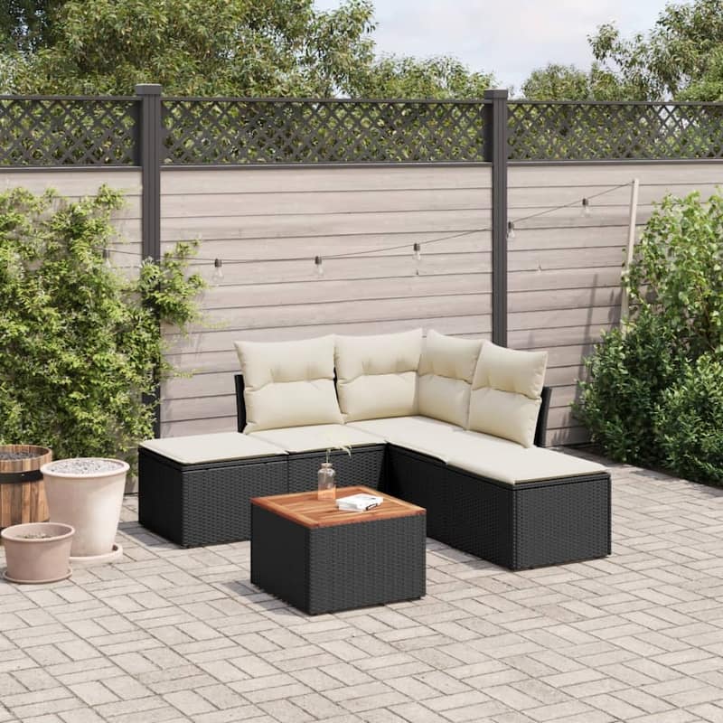 vidaXL Garden Sofa Set Black, Cream White - 24.4 x 24.4 x 27.2