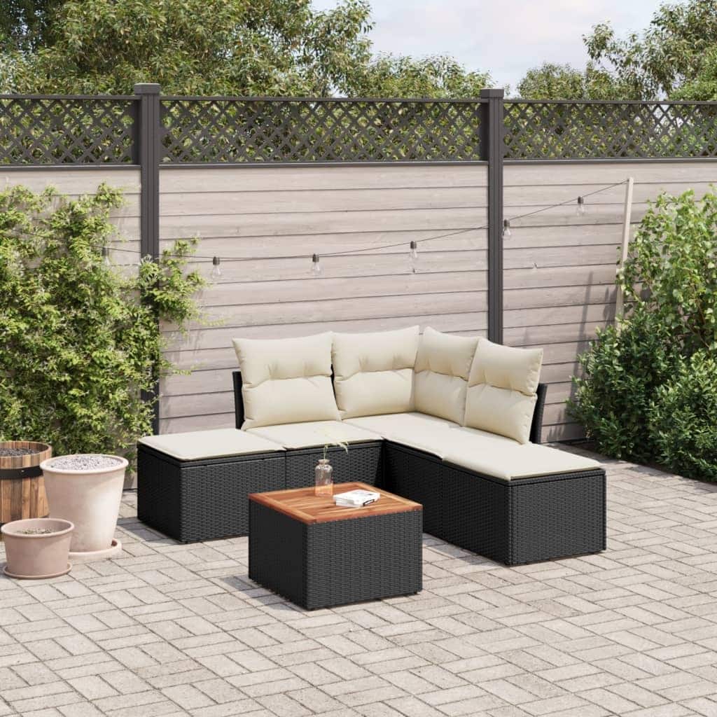 vidaXL Garden Sofa Set Black, Cream White - 24.4 x 24.4 x 27.2