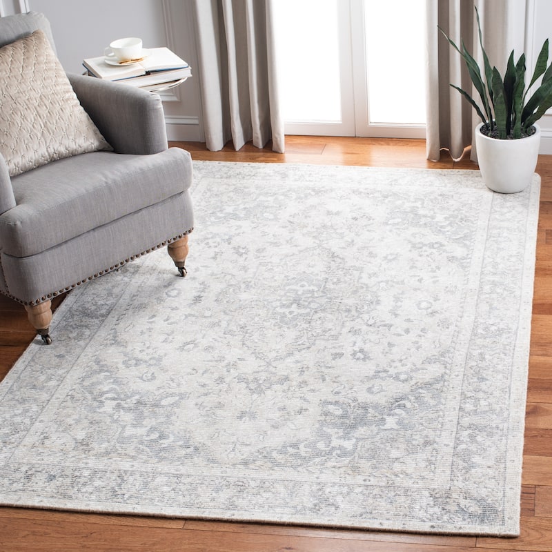 SAFAVIEH Handmade Restoration Vintage Olina Wool & Viscose Rug - 3' x 5' - Grey/Ivory