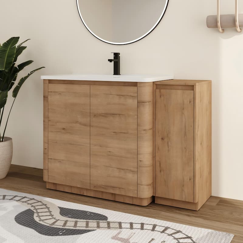 Malwee 36"/40"/48"/52"/60"/64"/84"/92" Bathroom Vanity with Sink, FreeStanding Bathroom Vanity with Door and Adjustable Shelf - 47.8"×18.8"×34.0"