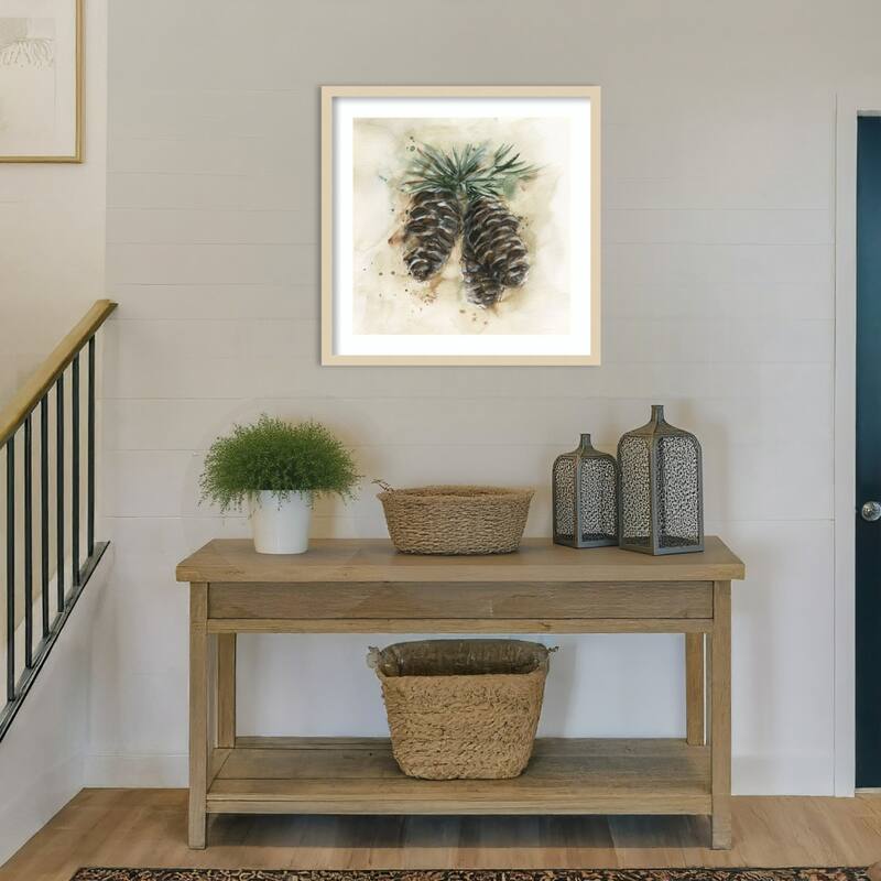 Watercolor Pinecone Study No. 2 by Ethan Harper Wood Framed Wall Art Print