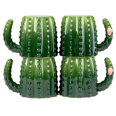 Certified International Cactus Verde 3-D Set of 4 Mugs