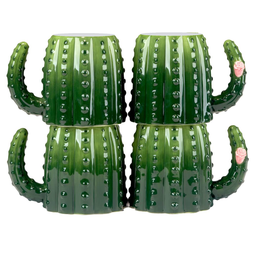 Certified International Cactus Verde 3-D Set of 4 Mugs