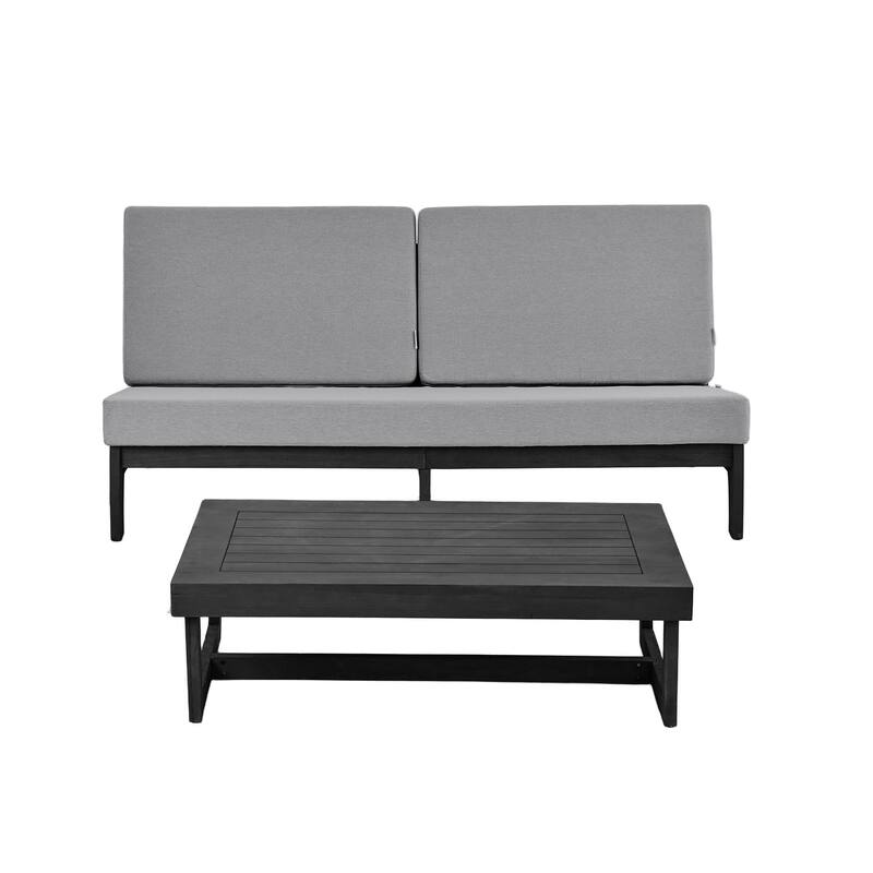 3-Seat Outdoor Sofa Set with Solid Wood Coffee Table, Weather-Resistant Cushions
