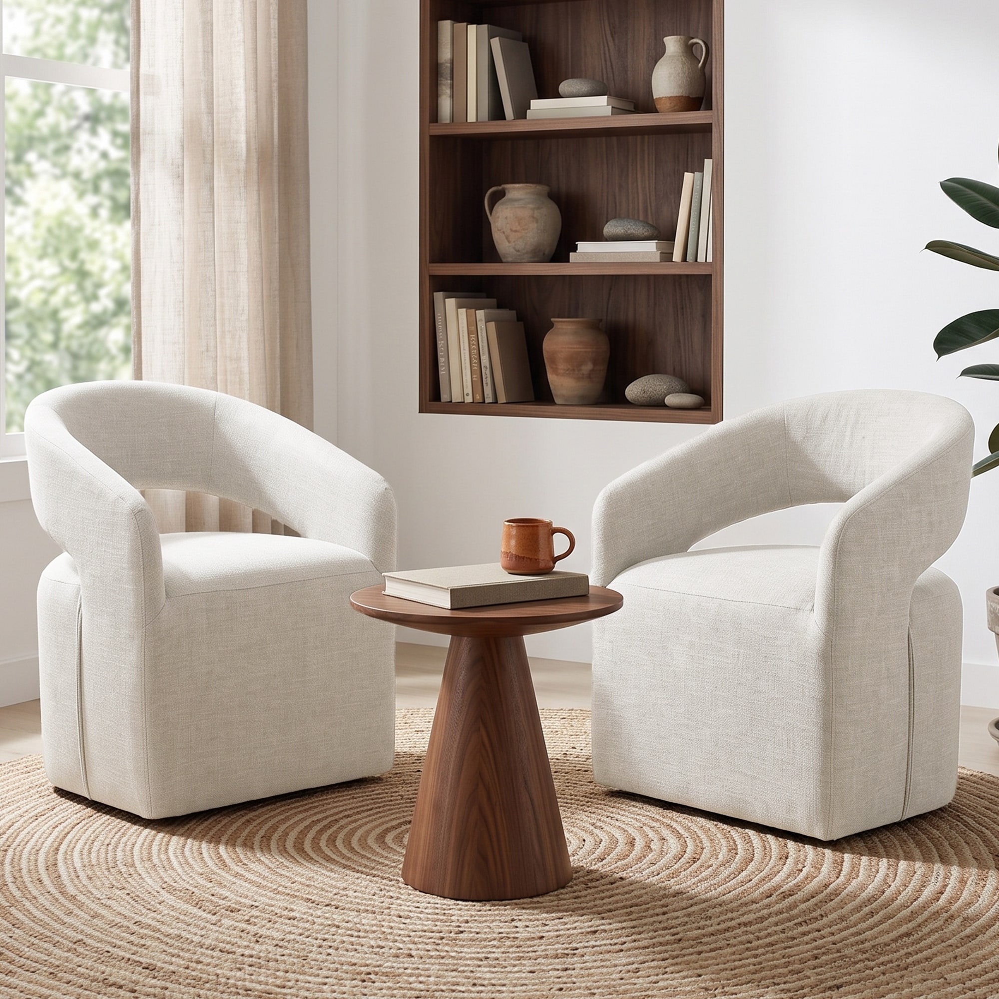2-Piece Swivel Accent Chair Set With Casters, Chenille Upholstered