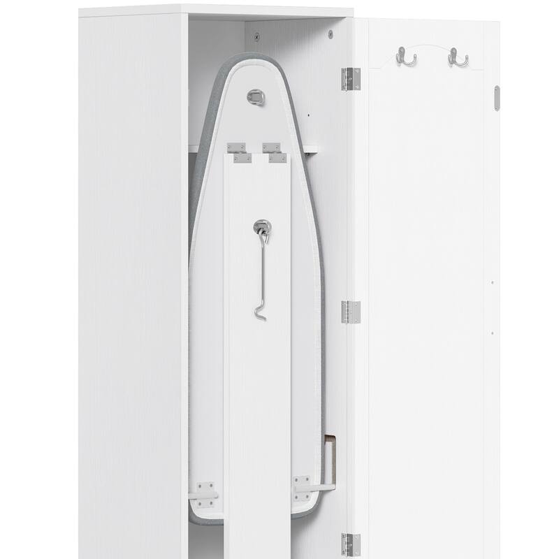 Moasis In-Wall Ironing Board Cabinet with Foldable Board and Adjustable Shelves for Space Saving Storage