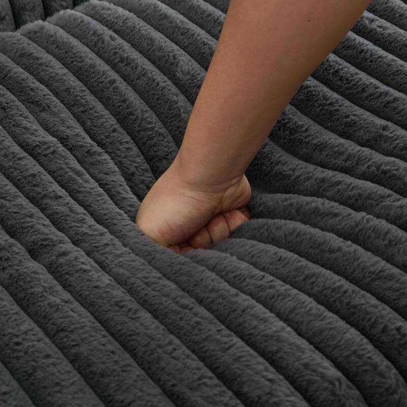Dark Gray 47.8" Upholstered Oversized Chaise Longue with Ottoman