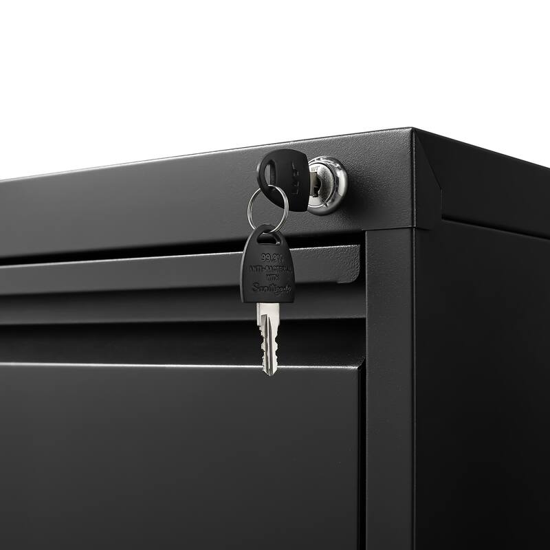 Modern 2-Drawer Filing Cabinet, Vertical File Cabinet with Lock and Silent Slide Rail Adjustable Rod, for Home Office