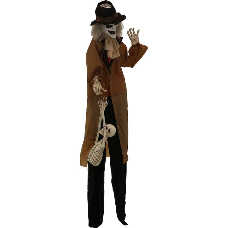 Haunted Hill Farm 5.25-ft. Poseable Animatronic Gravekeeper with Red Eyes