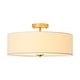 preview thumbnail 57 of 57, French Country Brass Round White Linen Drum Ceiling Light