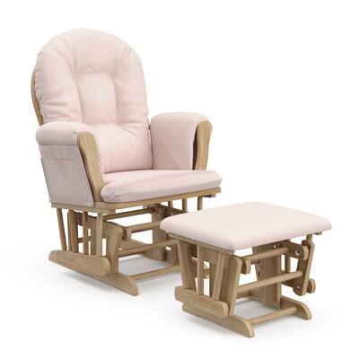 Storkcraft Natural Hoop Glider and Ottoman