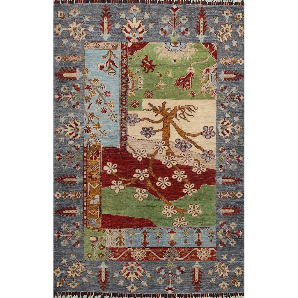 Vegetable Dye Kazak Oriental Wool Area Rug Hand-knotted Foyer Carpet - 3'11" x 5'9"