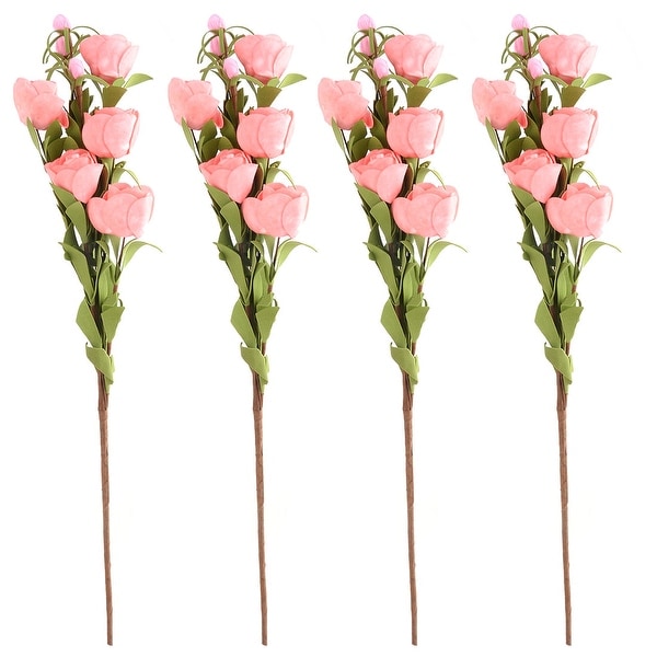 Centerpiece Foam Rose Buds DIY Table Shelf Decor Artificial Flower Pink 4pcs