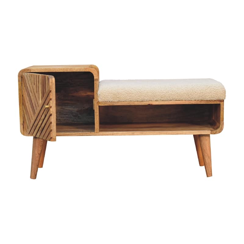 Artisan Furniture Solid Wood Boucle Carved Telephone Table