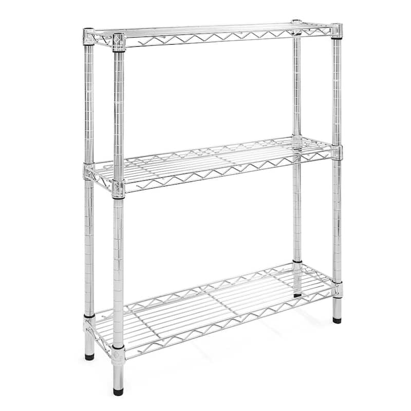 Chrome Wire Shelving with 3 Shelves - 8"d x 34"h - 36" w