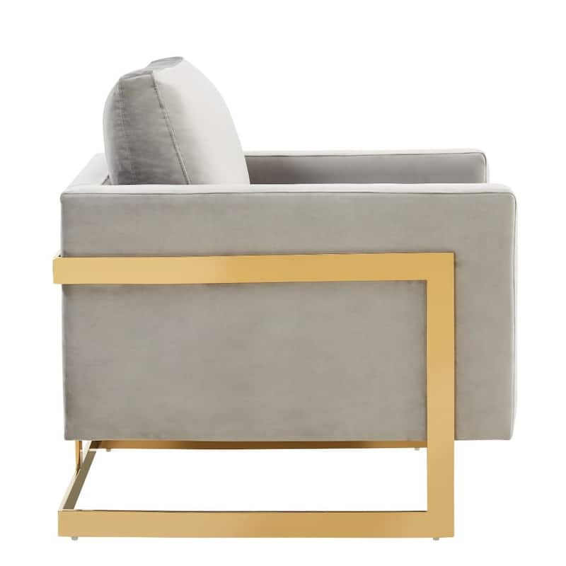 Lincoln Modern Velvet Upholstered Accent Designer Lounge Chair with Gold Frame for Living Room, Bedroom and Home Office - 34"