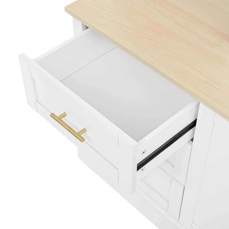 102.3" Farmhouse TV Stand with 6 Drawers & Adjustable Shelves - Entertainment Center for 75" TVs with Bookshelves