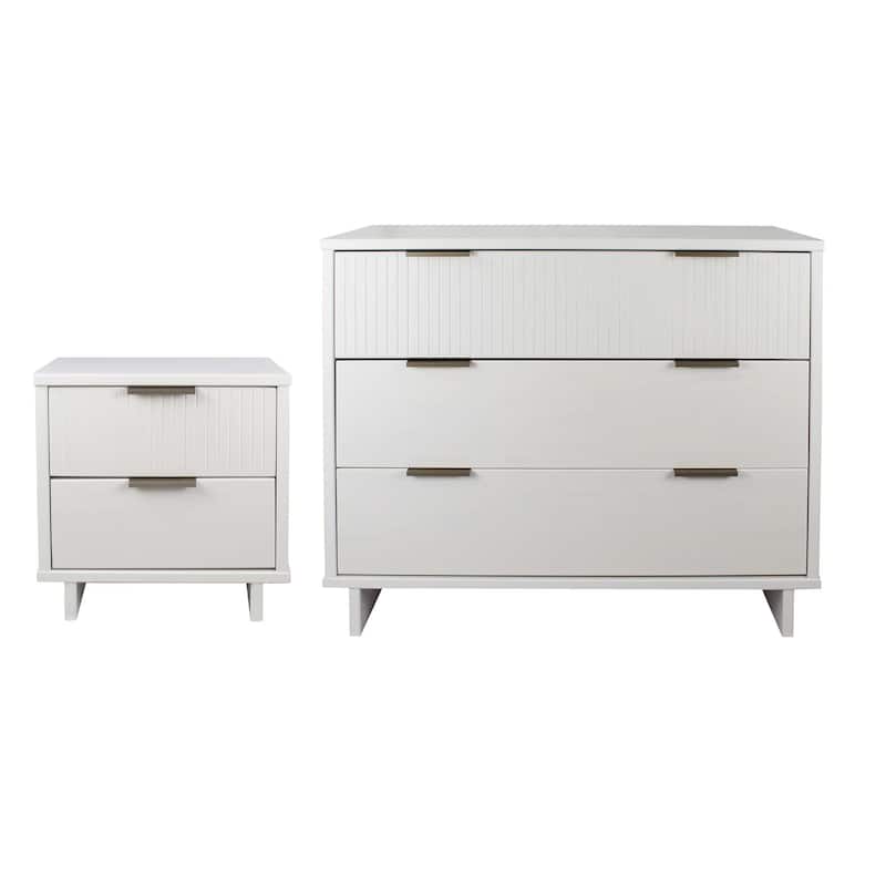 Manhattan Comfort 2-Piece Granville Modern Solid Wood Standard Dresser and Nightstand Set