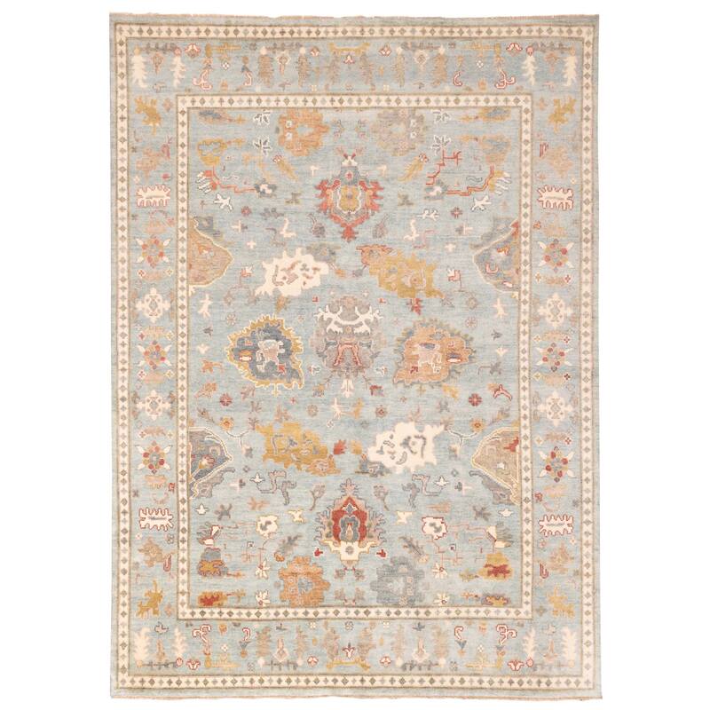 ECARPETGALLERY Hand-knotted Modern Oushak Light Blue Wool Rug - 8'9 x 11'10